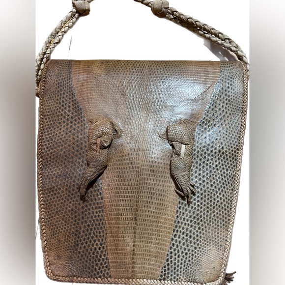 Handmade Gator or Lizard Vintage Genuine Leather Bag - Picture 3 of 8